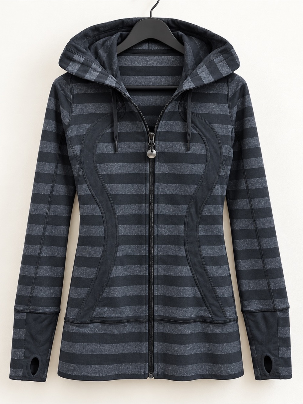 Lululemon Stride Jacket Small Gray Striped Hoodie